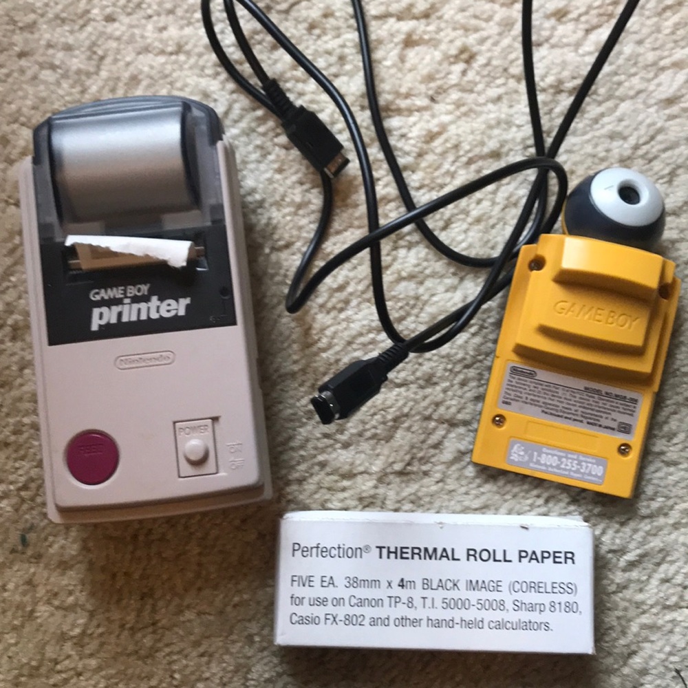 Gameboy Camera game and printer with connection cord and extra thermal paper